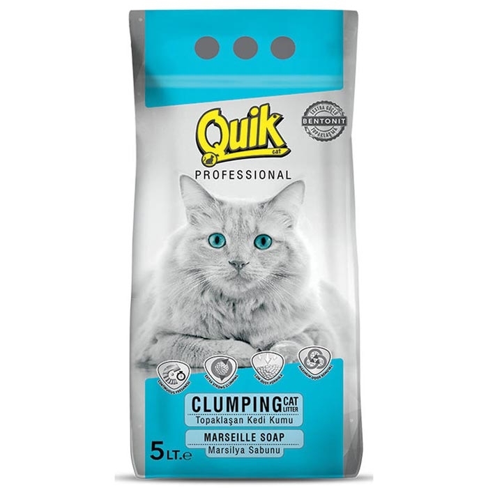 QUIK-BENTONITE CAT LITTER 5 LT MARSELLIE SOAP 0,6-2,25 MM *4PCS*